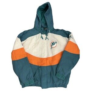 NFL Men’s Large Vintage Proline Apex One Miami Dolphins Nylon Jacket Puffer Coat